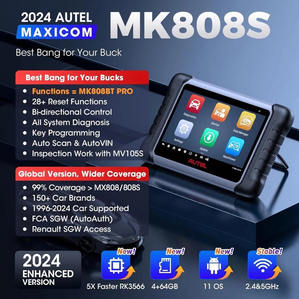 Autel MaxiCOM MK808S Bidirectional Car Diagnostic Scanner Tool Key Coding - Picture 2 of 12